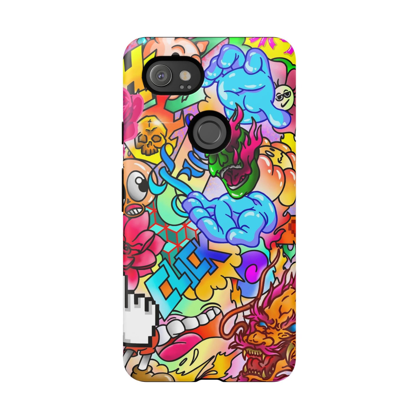 Vibrant Tough Phone Case - Funky Art Design for Gamers & Art Lovers