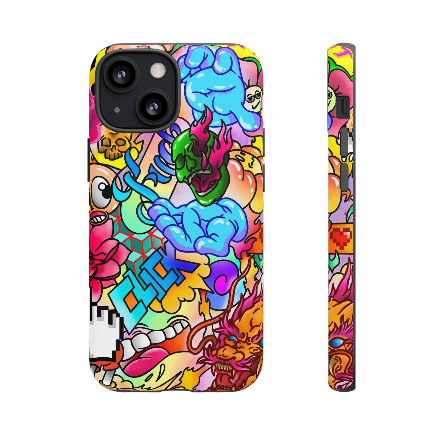 Vibrant Tough Phone Case - Funky Art Design for Gamers & Art Lovers