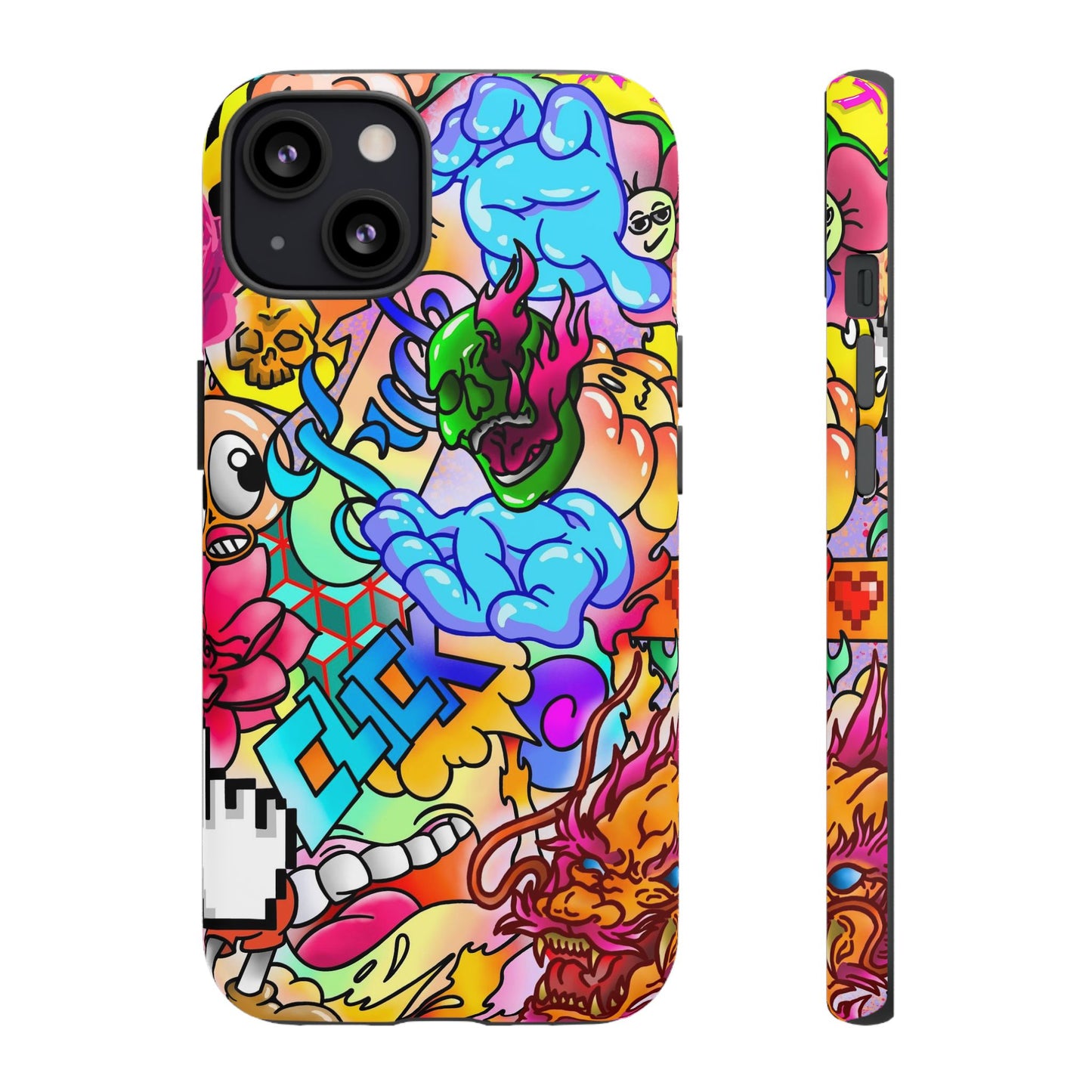 Vibrant Tough Phone Case - Funky Art Design for Gamers & Art Lovers