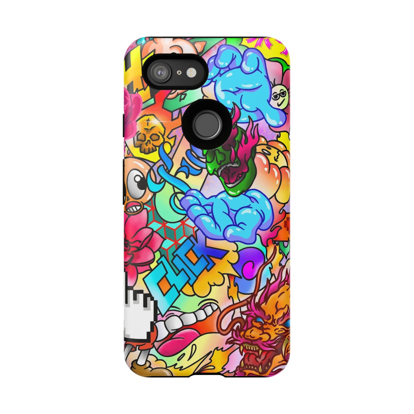 Vibrant Tough Phone Case - Funky Art Design for Gamers & Art Lovers