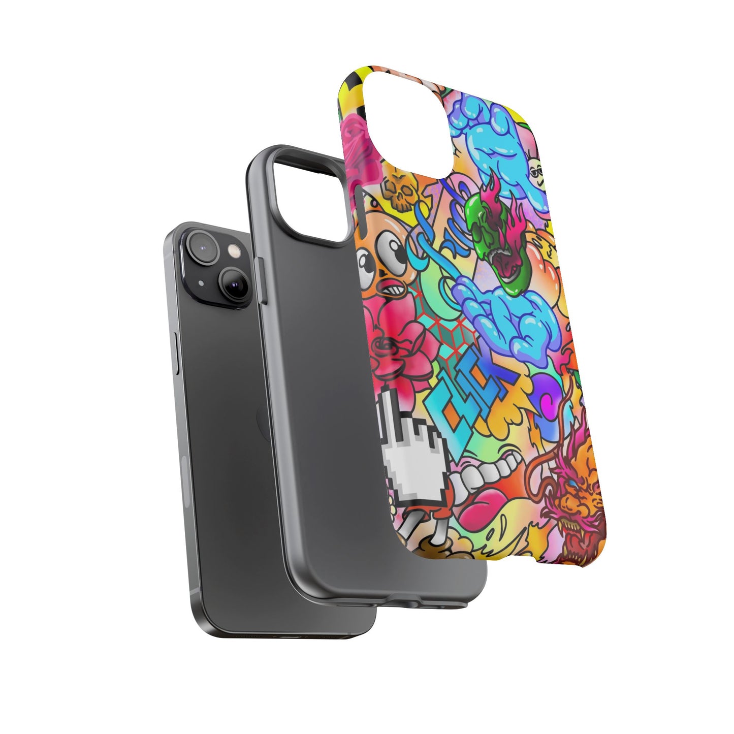 Vibrant Tough Phone Case - Funky Art Design for Gamers & Art Lovers
