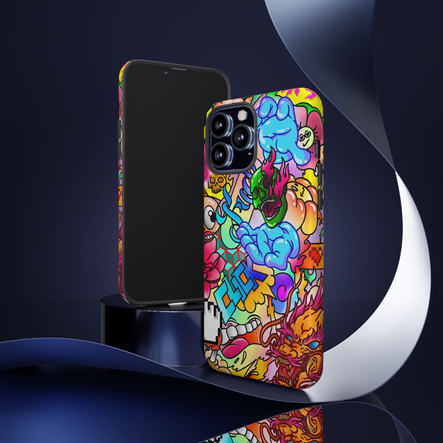 Vibrant Tough Phone Case - Funky Art Design for Gamers & Art Lovers